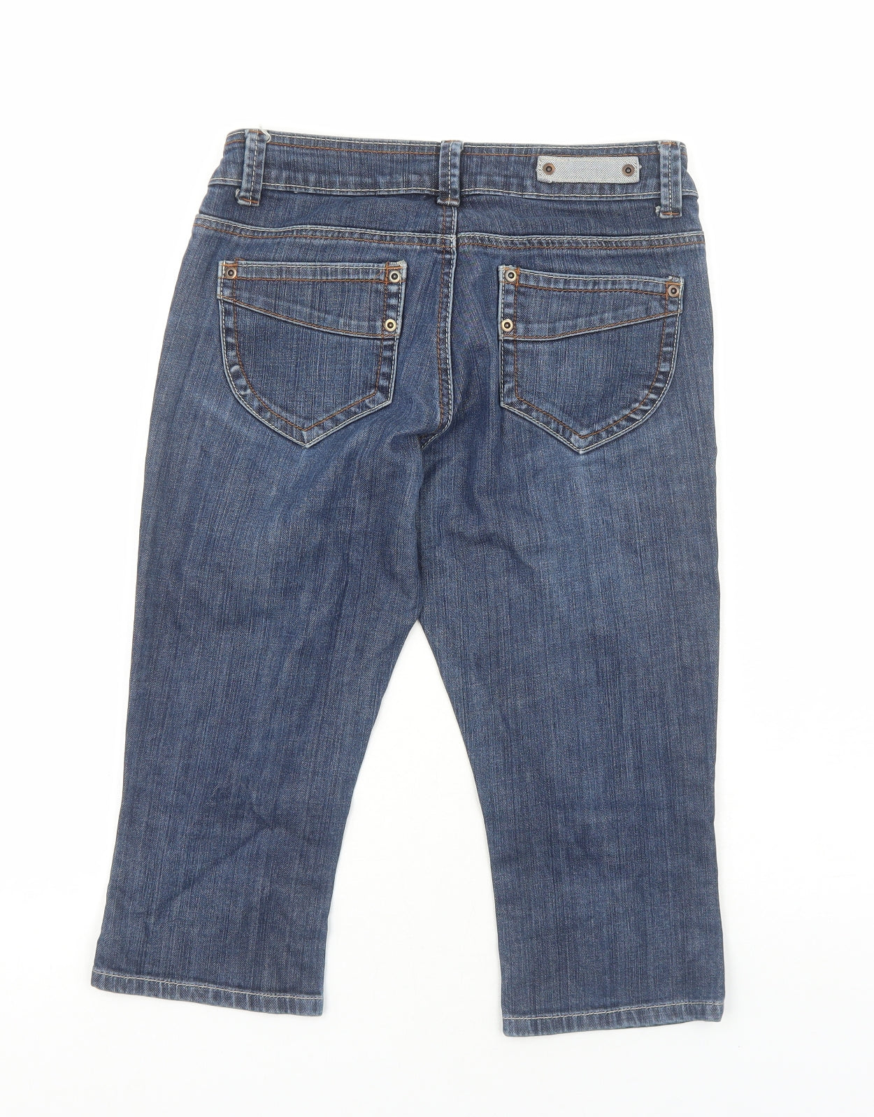 George Womens Blue Cotton Cropped Jeans Size 10 Regular Zip