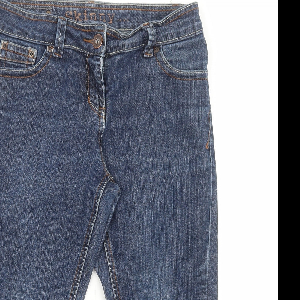 George Womens Blue Cotton Cropped Jeans Size 10 Regular Zip