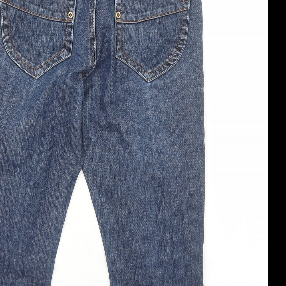 George Womens Blue Cotton Cropped Jeans Size 10 Regular Zip