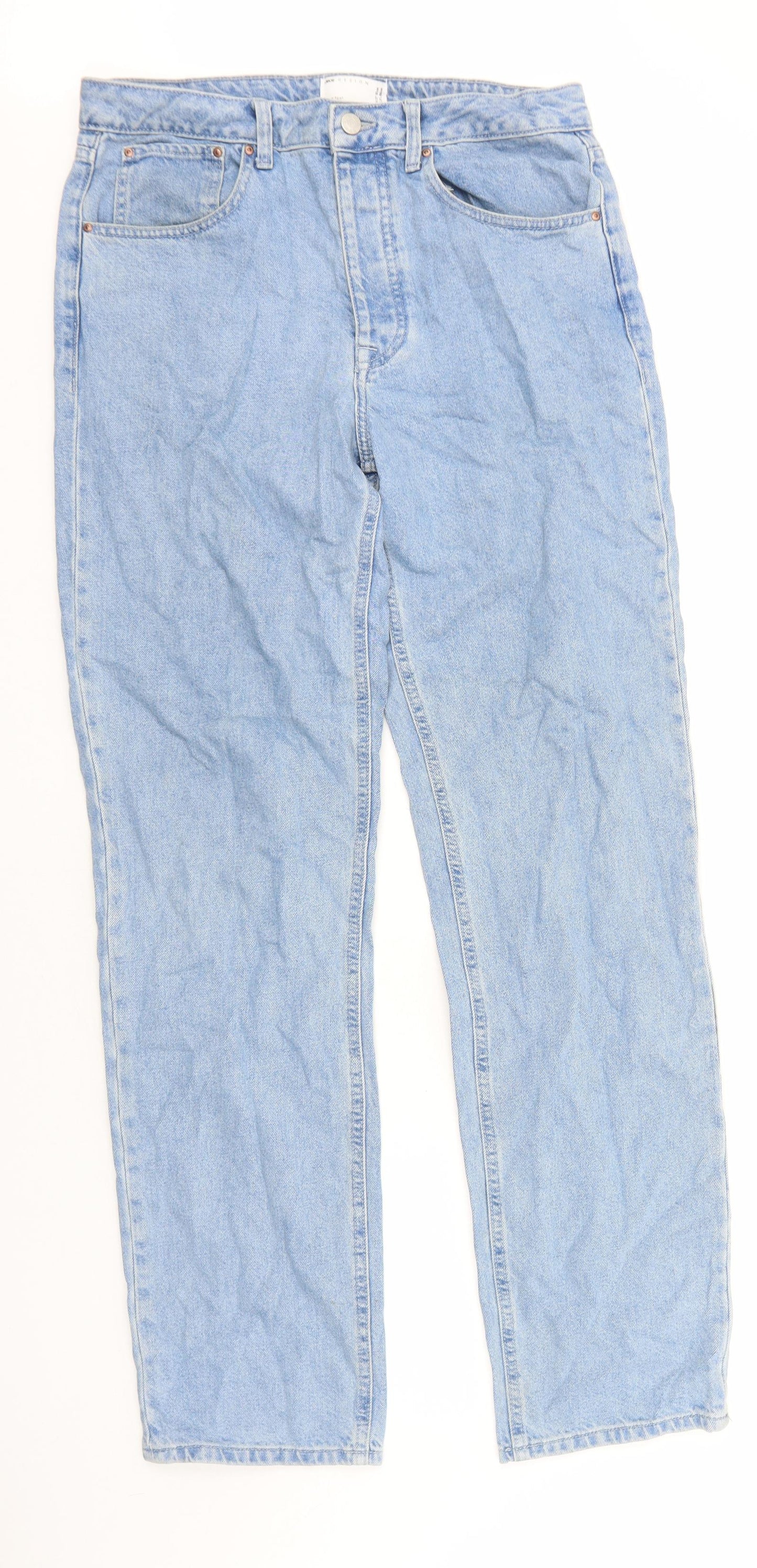 ASOS Mens Blue Cotton Straight Jeans Size M L34 in Regular Button