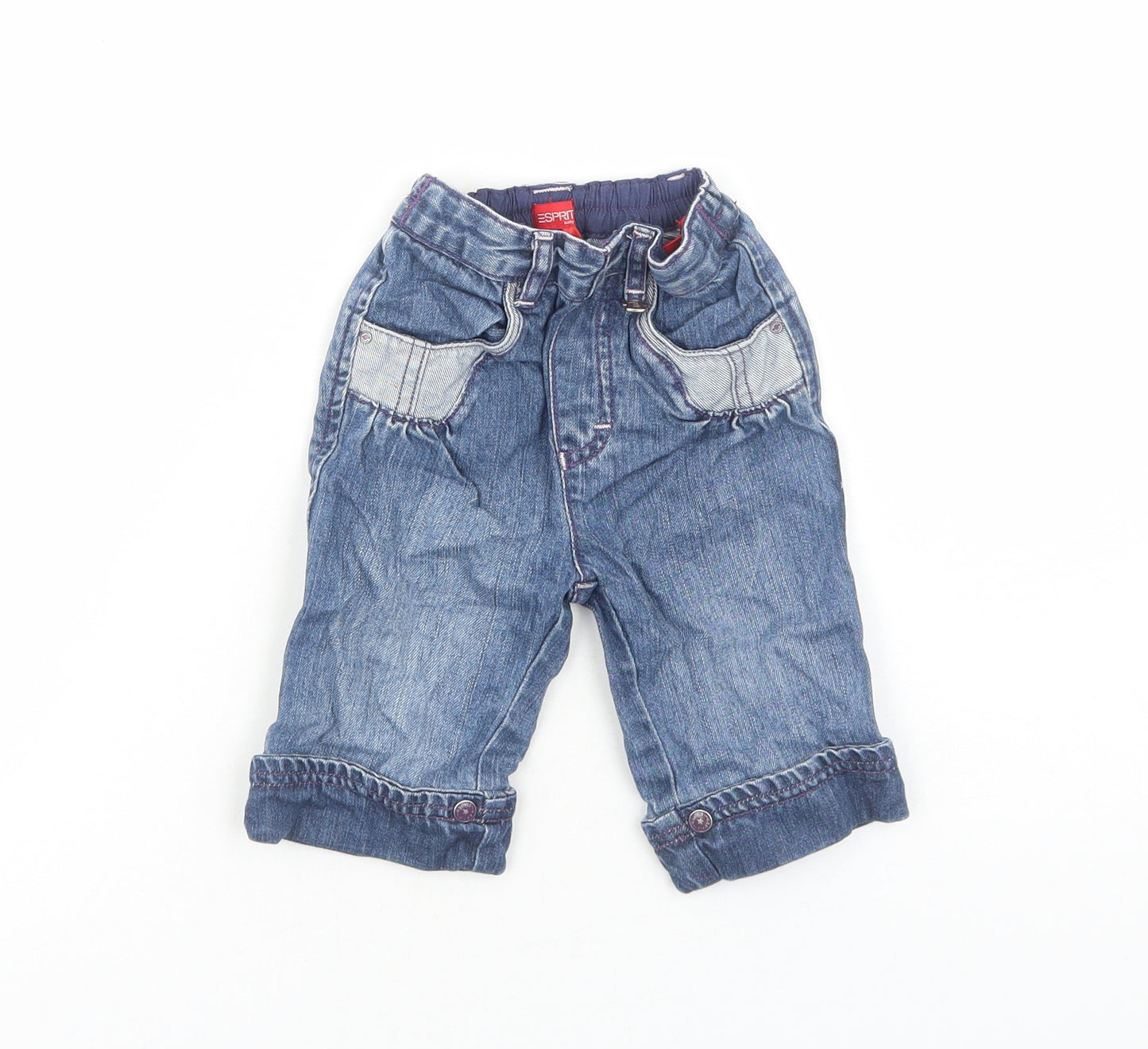 Esprit Girls Blue Cotton Cropped Jeans Size 9 Months L50 cm Pullover