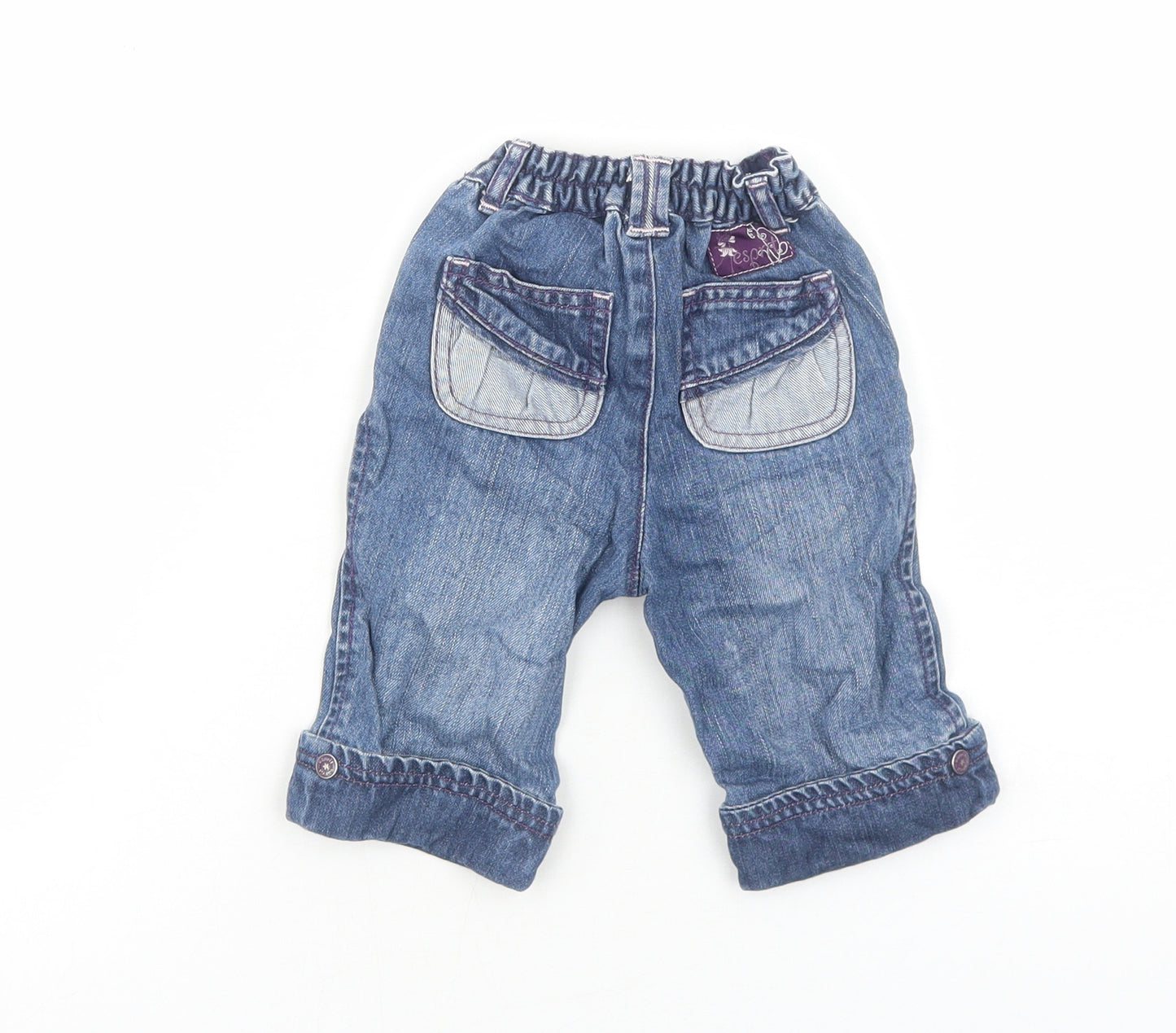Esprit Girls Blue Cotton Cropped Jeans Size 9 Months L50 cm Pullover