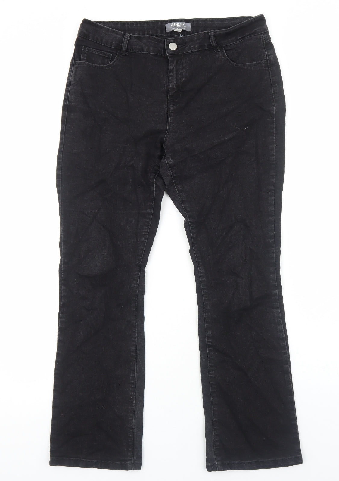 Dorothy Perkins Womens Black Cotton Bootcut Jeans Size 14 Regular Zip