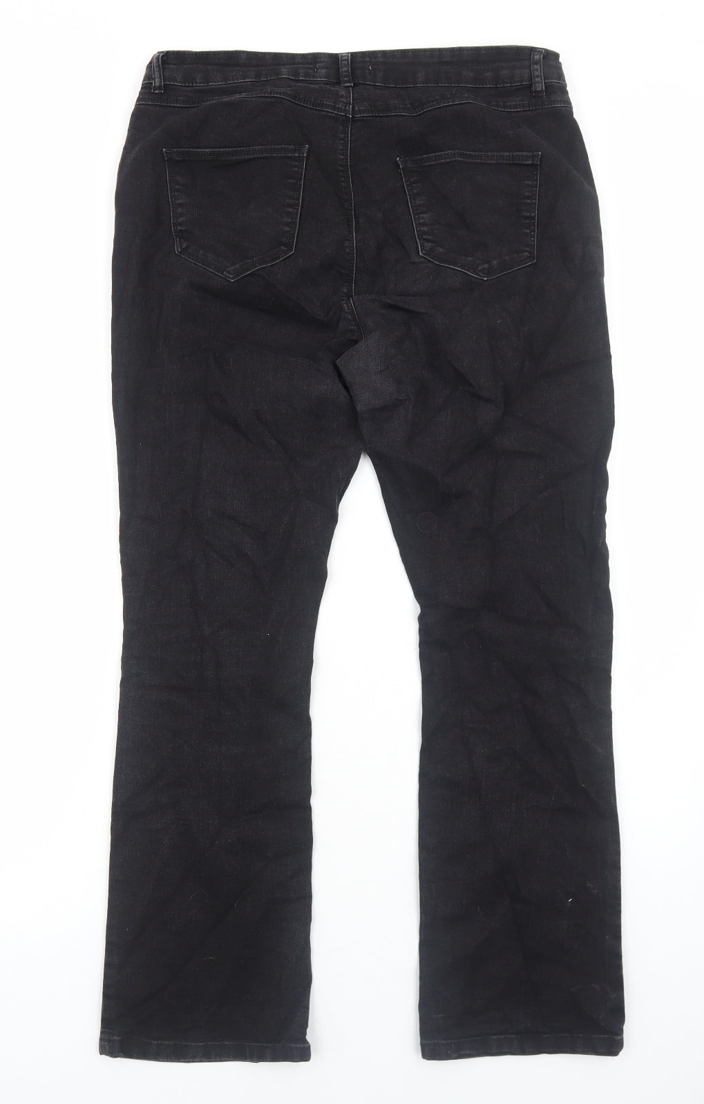 Dorothy Perkins Womens Black Cotton Bootcut Jeans Size 14 Regular Zip