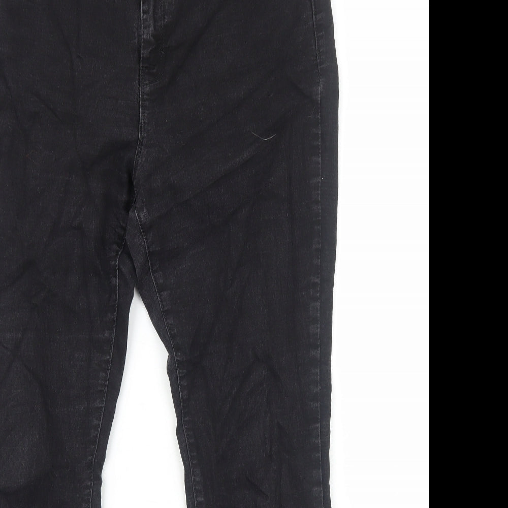 Dorothy Perkins Womens Black Cotton Bootcut Jeans Size 14 Regular Zip