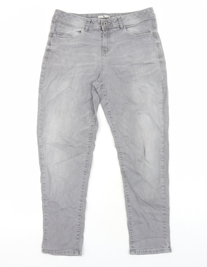 TU Womens Grey Cotton Skinny Jeans Size 14 Regular Zip