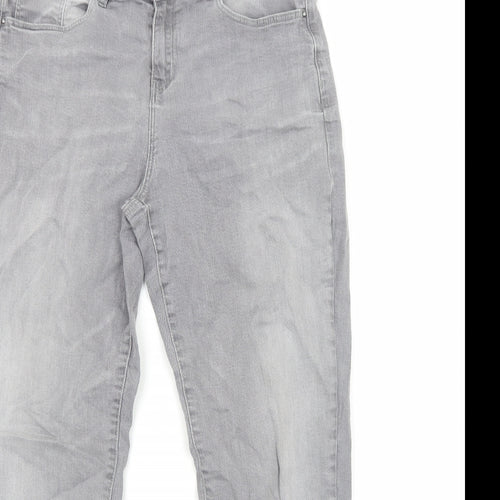 TU Womens Grey Cotton Skinny Jeans Size 14 Regular Zip