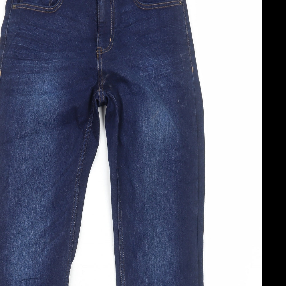 Marks and Spencer Womens Blue Cotton Straight Jeans Size 12 Regular Zip
