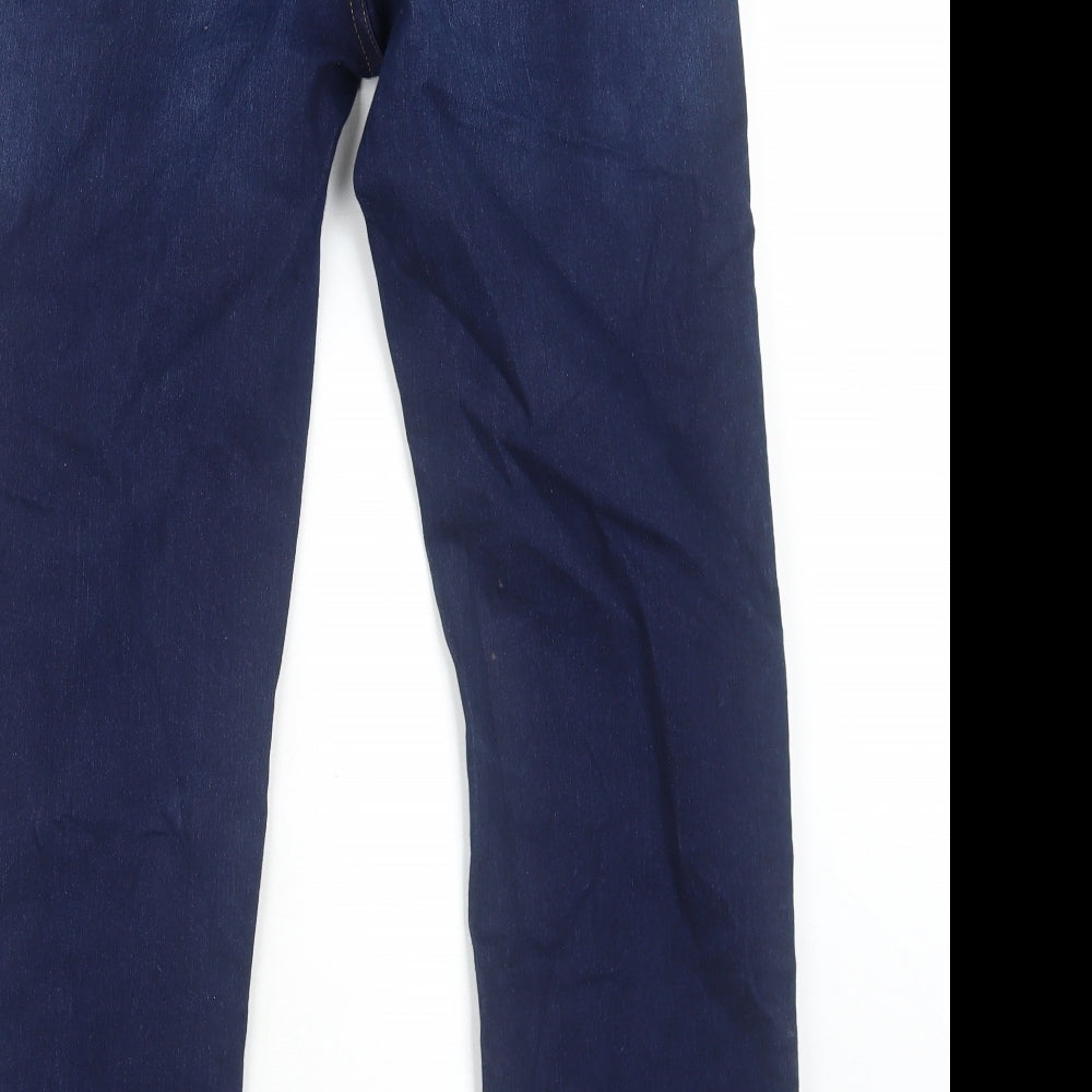 Marks and Spencer Womens Blue Cotton Straight Jeans Size 12 Regular Zip