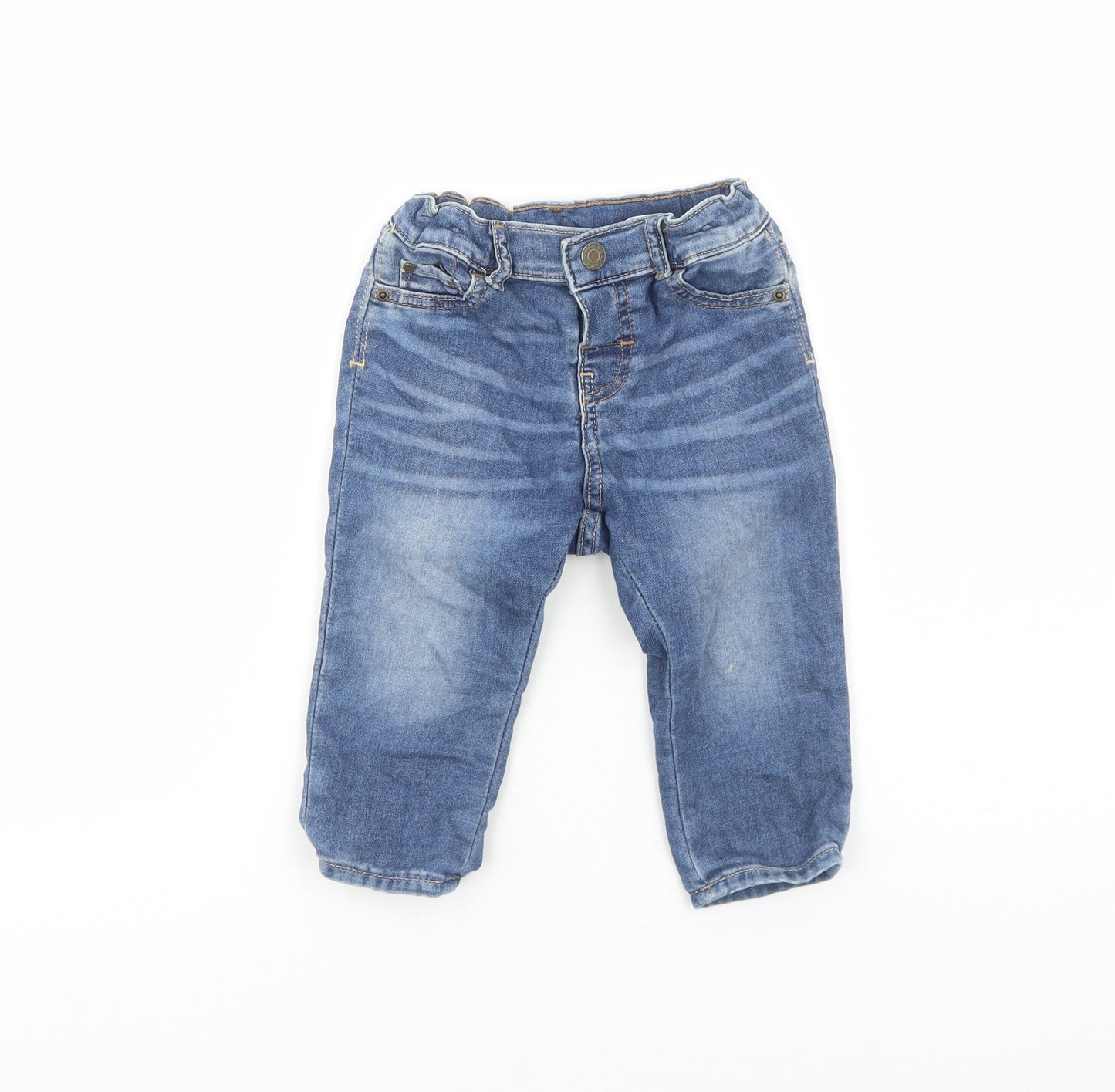 H&M Boys Blue Cotton Jogger Jeans Size 12-18 Months L50 cm Snap