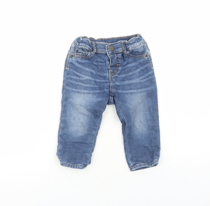 H&M Boys Blue Cotton Jogger Jeans Size 12-18 Months L50 cm Snap