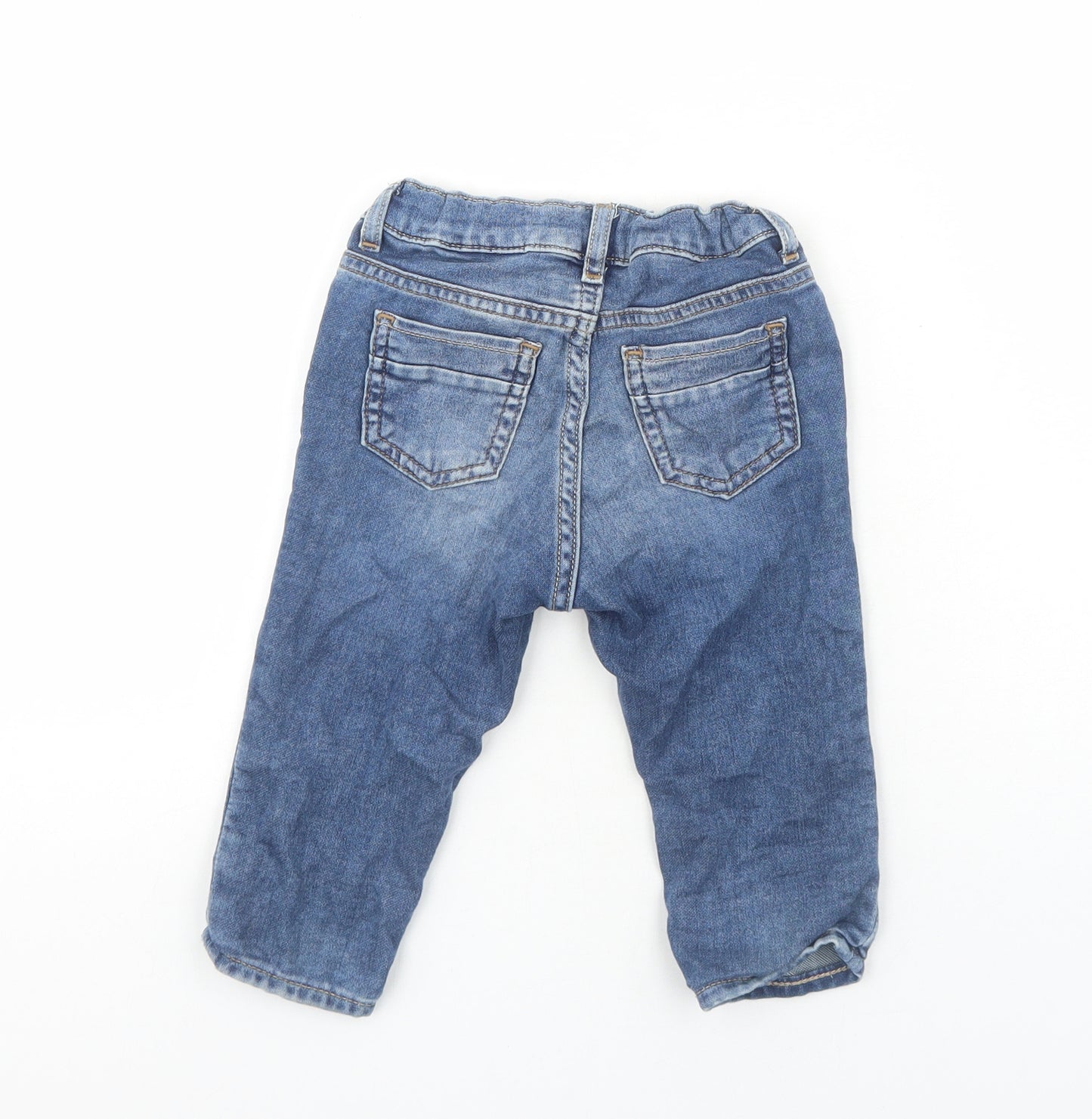 H&M Boys Blue Cotton Jogger Jeans Size 12-18 Months L50 cm Snap