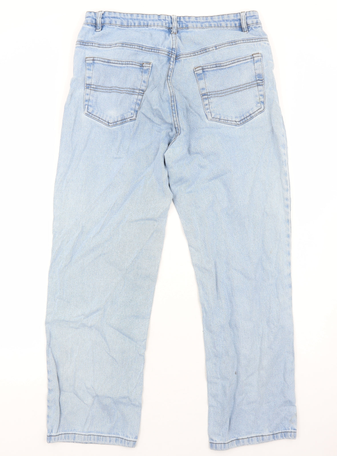 Union Blues Mens Blue Cotton Straight Jeans Size L Regular Zip