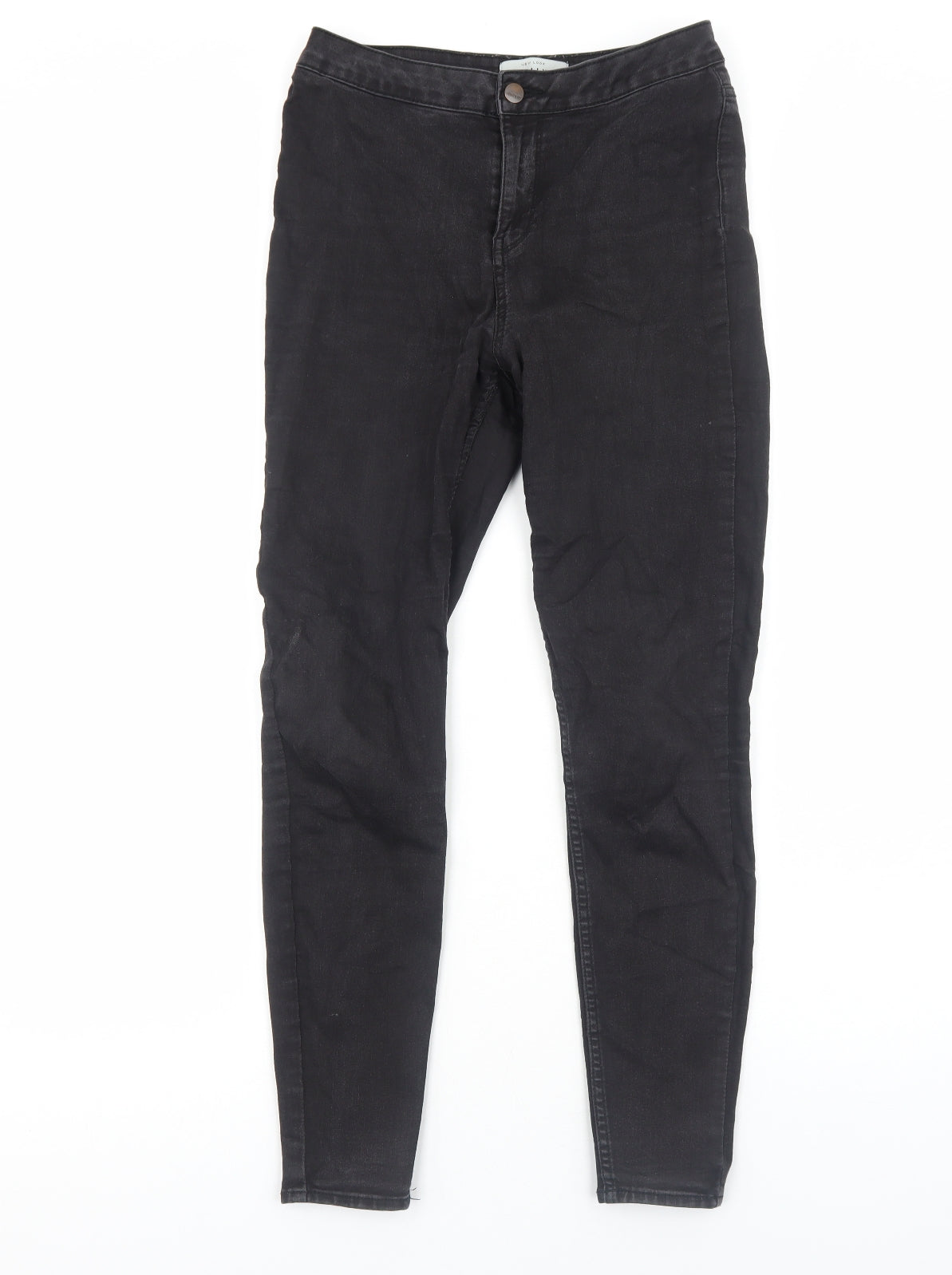 New Look Womens Black Cotton Skinny Jeans Size 12 Regular Zip
