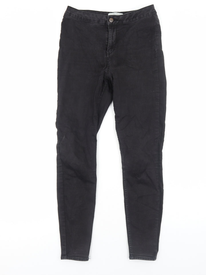 New Look Womens Black Cotton Skinny Jeans Size 12 Regular Zip
