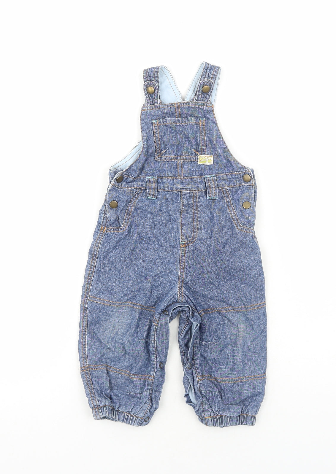 NEXT Baby Blue Cotton Dungaree One-Piece Size 9-12 Months Snap