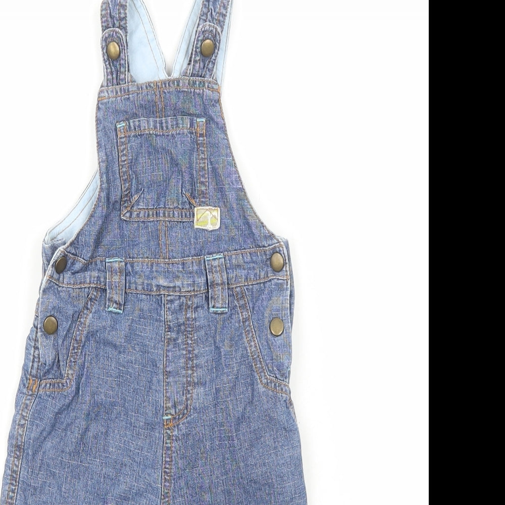 NEXT Baby Blue Cotton Dungaree One-Piece Size 9-12 Months Snap