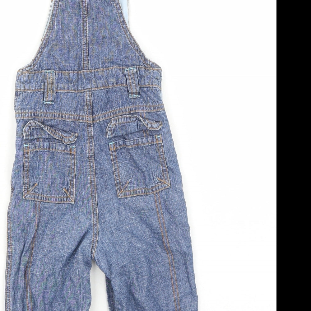 NEXT Baby Blue Cotton Dungaree One-Piece Size 9-12 Months Snap