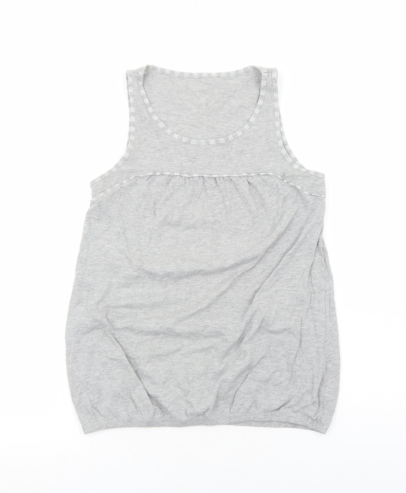 Preworn Womens Grey Cotton Basic Tank Size 12 Round Neck