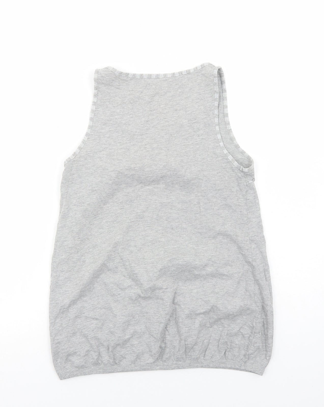 Preworn Womens Grey Cotton Basic Tank Size 12 Round Neck
