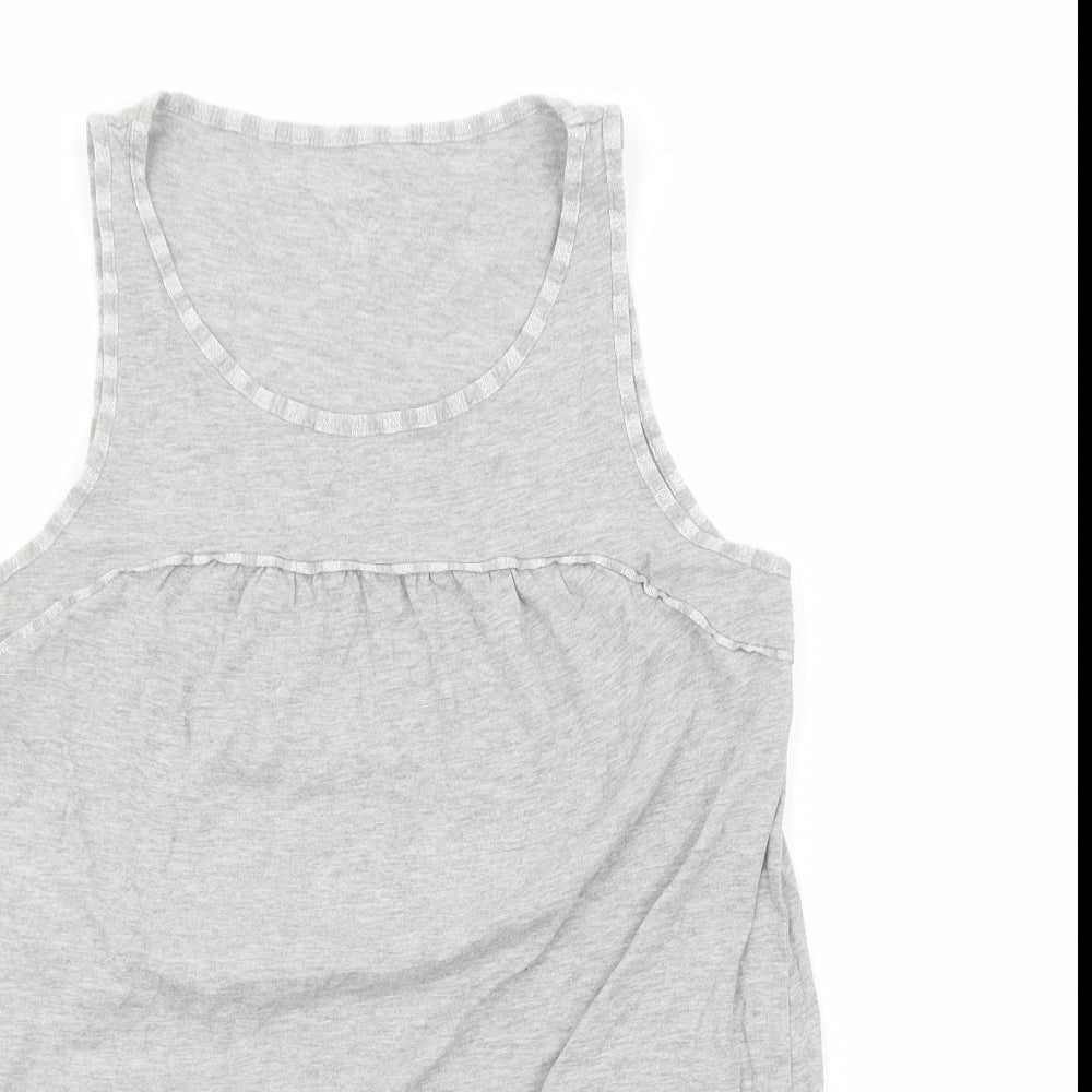Preworn Womens Grey Cotton Basic Tank Size 12 Round Neck