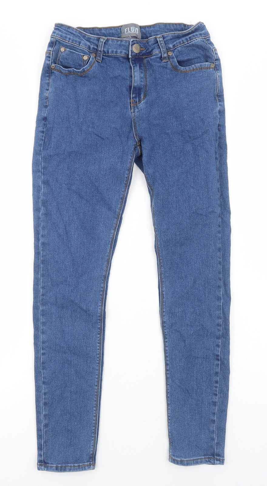Fluid Womens Blue Cotton Skinny Jeans Size 12 Regular Zip