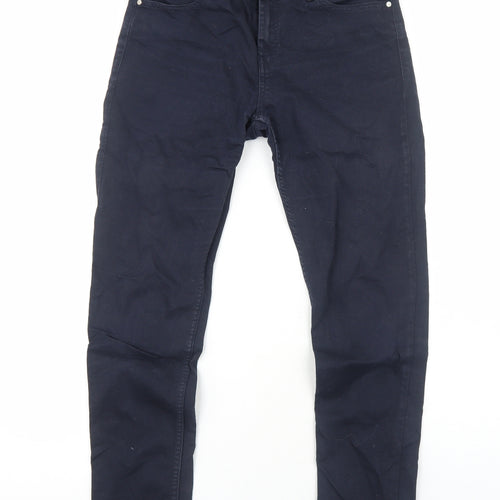 Mango Womens Blue Cotton Straight Jeans Size 10 Regular Zip