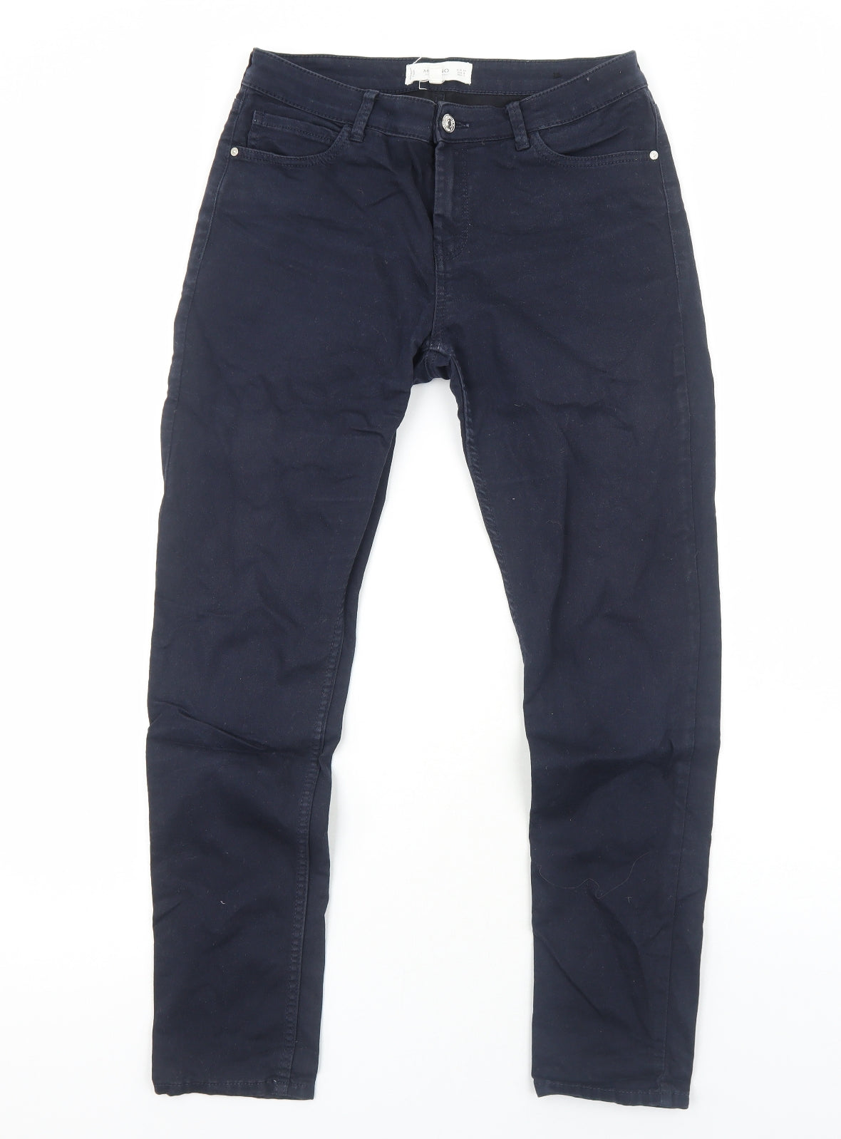 Mango Womens Blue Cotton Straight Jeans Size 10 Regular Zip