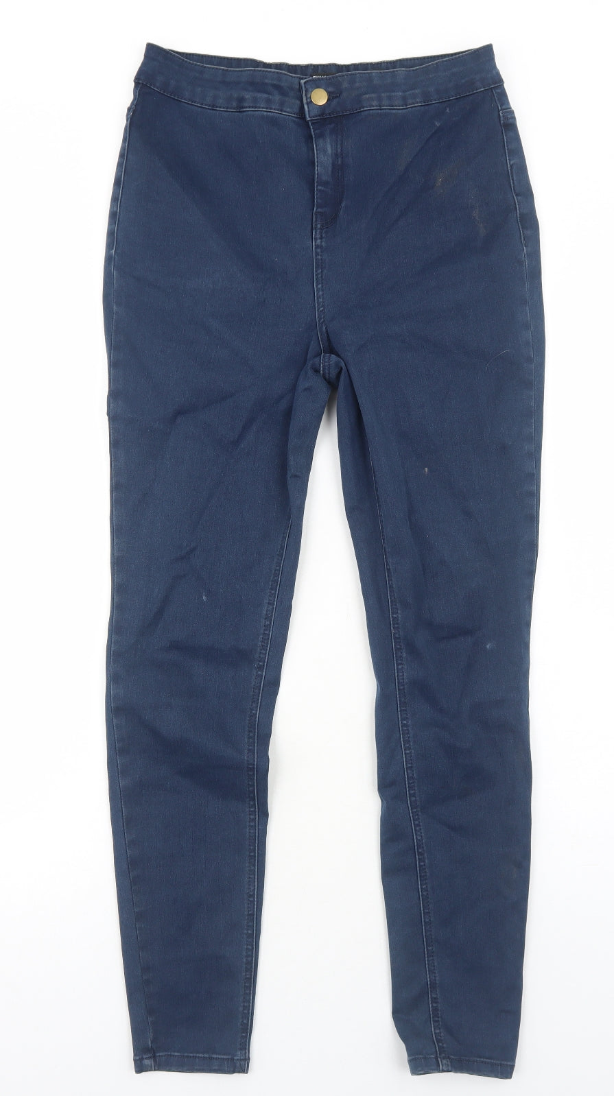TU Womens Blue Cotton Skinny Jeans Size 14 Regular Zip
