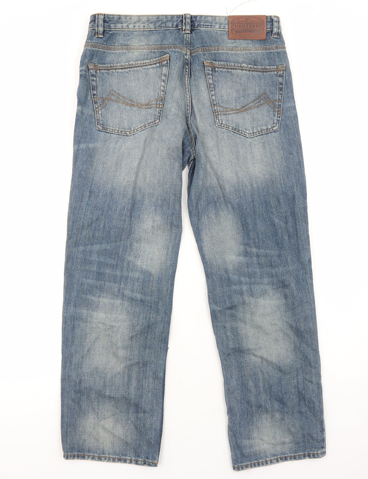 MANTARAY PRODUCTS Mens Blue Cotton Straight Jeans Size L Regular Zip