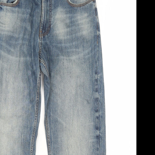 MANTARAY PRODUCTS Mens Blue Cotton Straight Jeans Size L Regular Zip