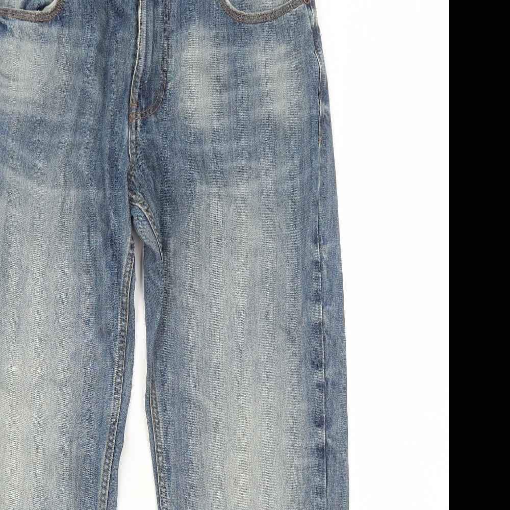 MANTARAY PRODUCTS Mens Blue Cotton Straight Jeans Size L Regular Zip