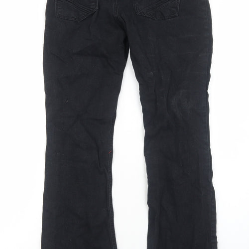 NEXT Womens Black Cotton Bootcut Jeans Size 12 Regular Zip