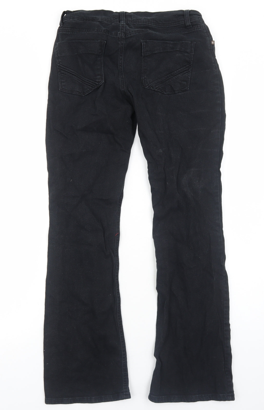 NEXT Womens Black Cotton Bootcut Jeans Size 12 Regular Zip