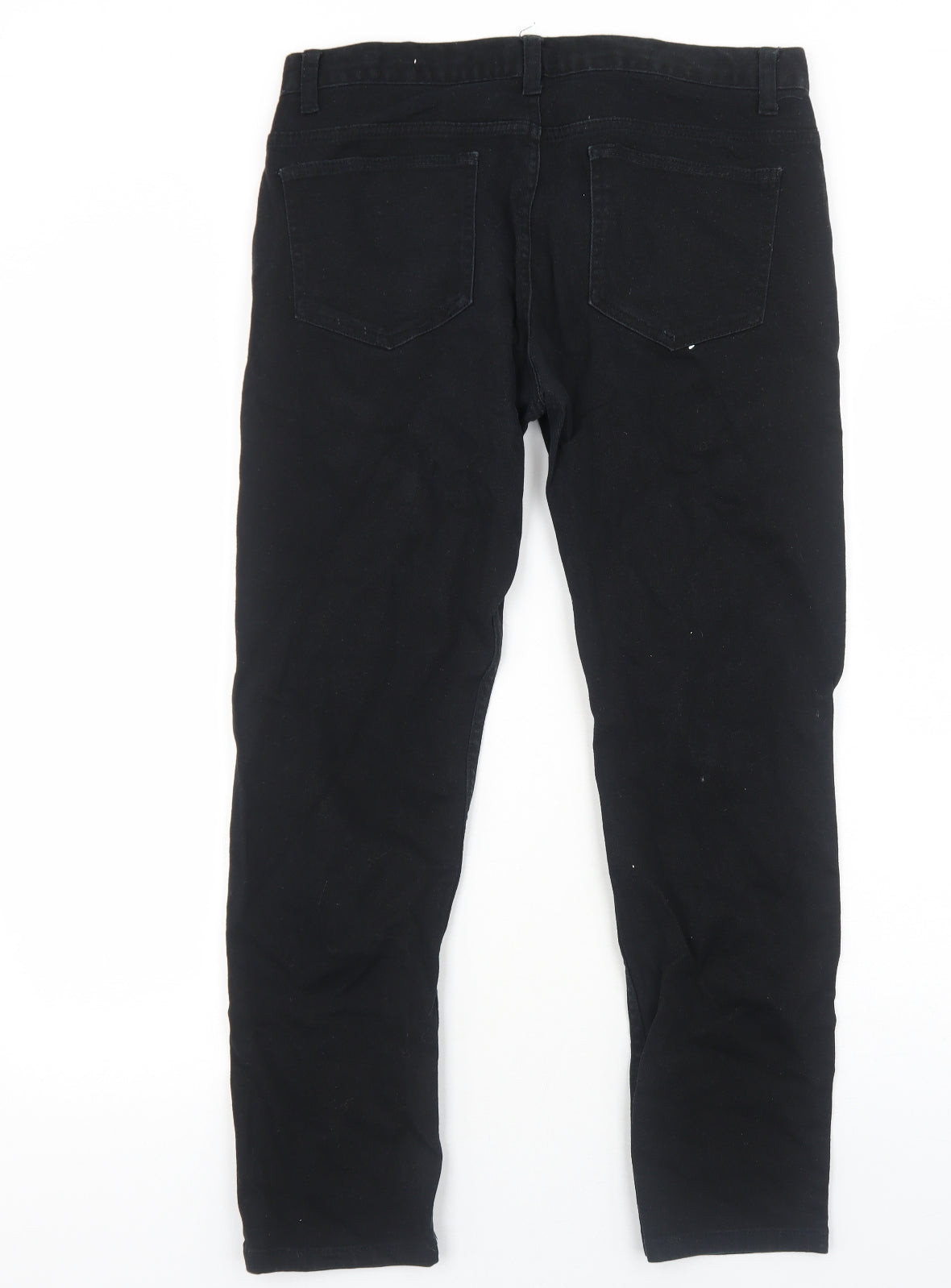 Primark Mens Black Cotton Straight Jeans Size L L30 in Slim Zip