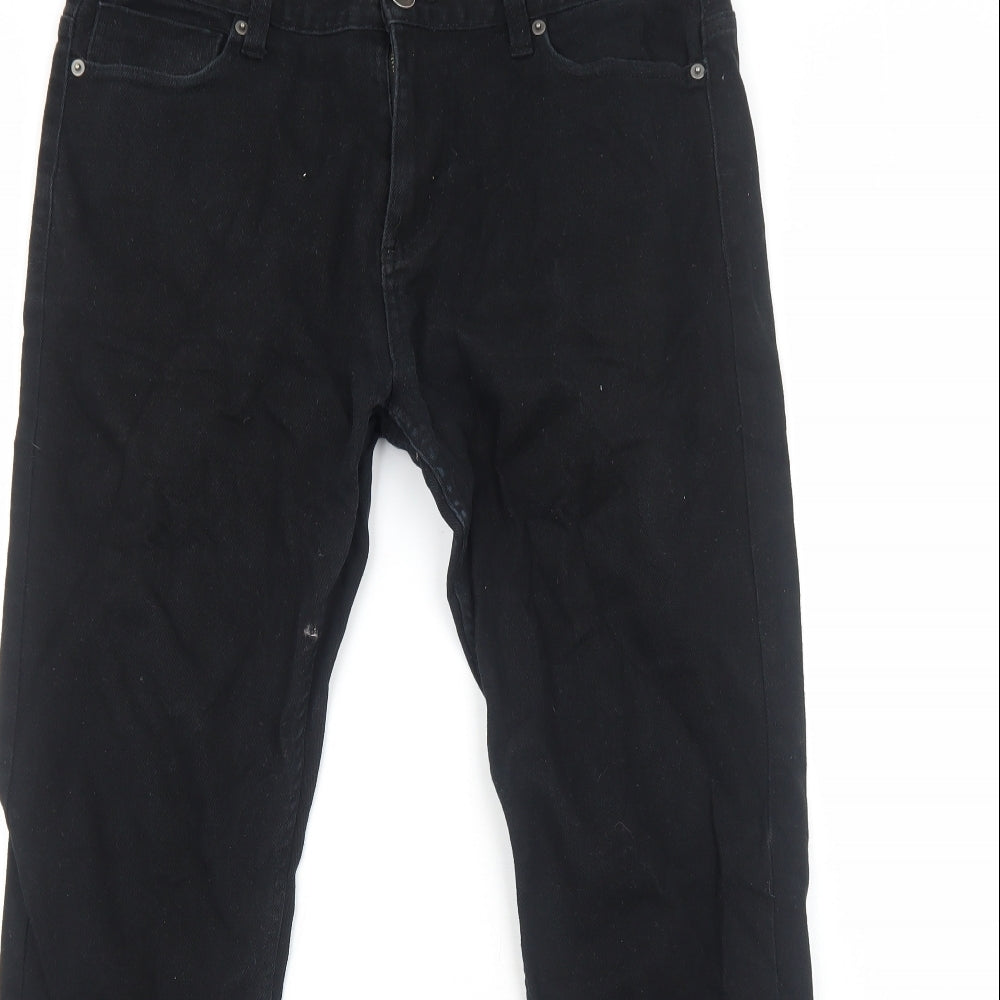 Primark Mens Black Cotton Straight Jeans Size L L30 in Slim Zip