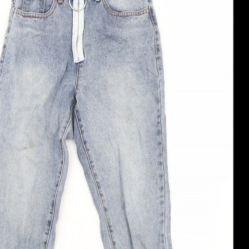 Momokrom Womens Blue Cotton Straight Jeans Size 6 Regular Zip