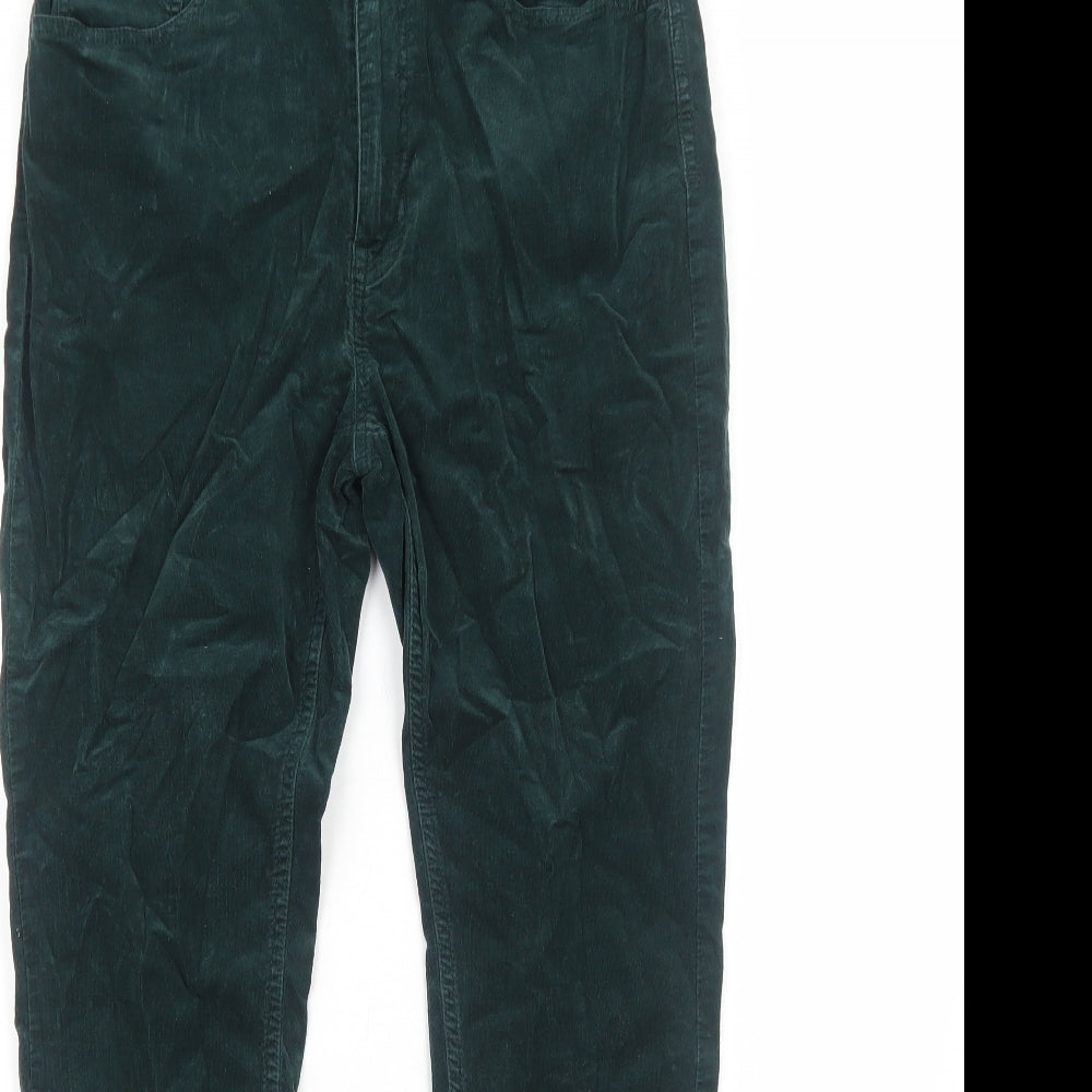 Marks and Spencer Womens Green Cotton Trousers Size 12 Regular Zip