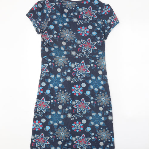 Preworn Womens Blue Geometric Polyester A-Line One Size V-Neck Pullover