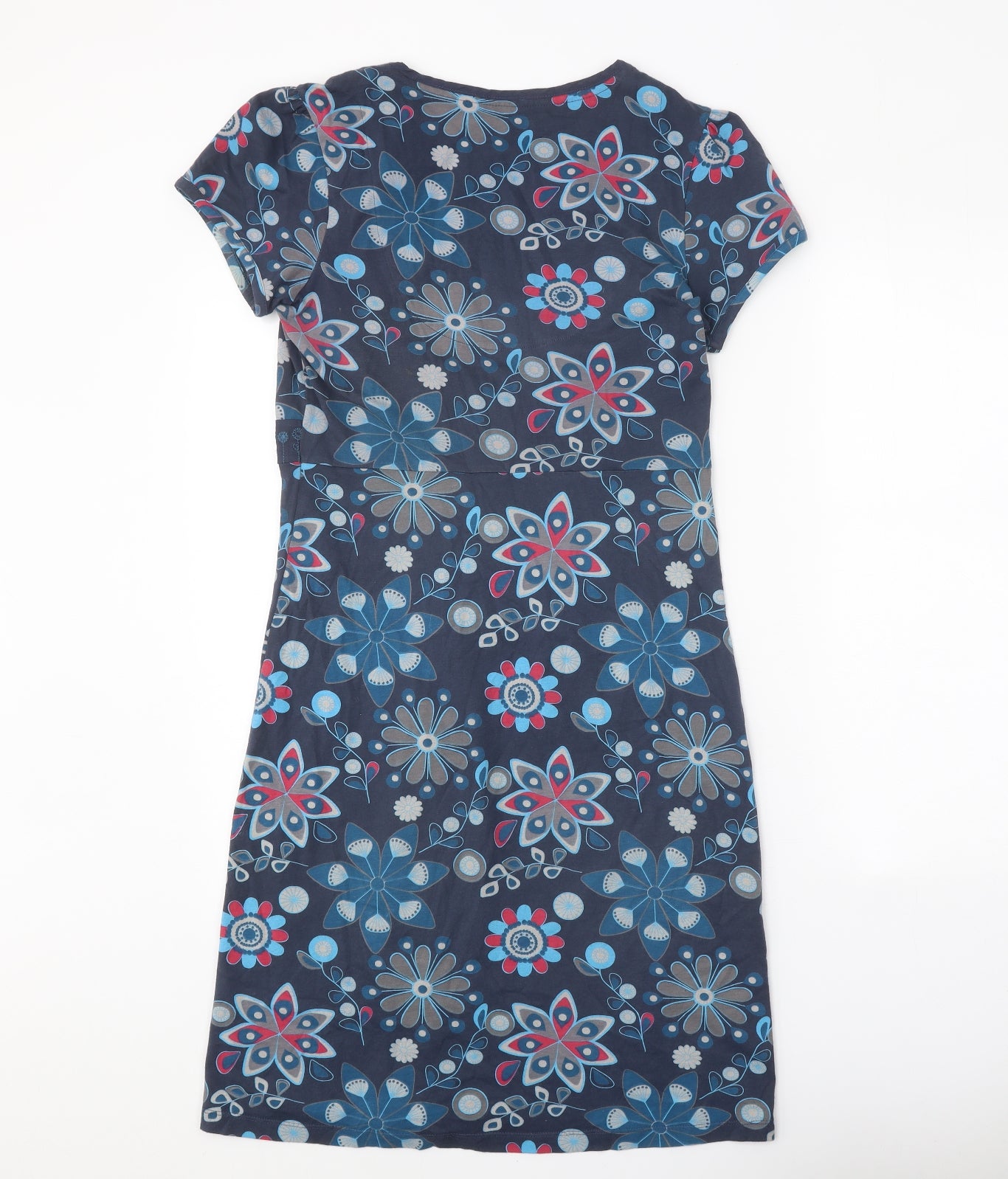 Preworn Womens Blue Geometric Polyester A-Line One Size V-Neck Pullover