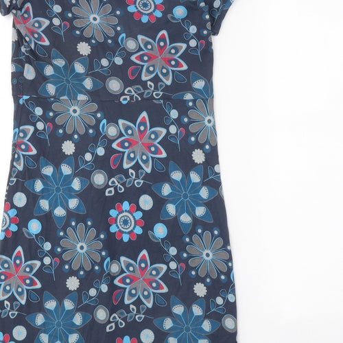 Preworn Womens Blue Geometric Polyester A-Line One Size V-Neck Pullover
