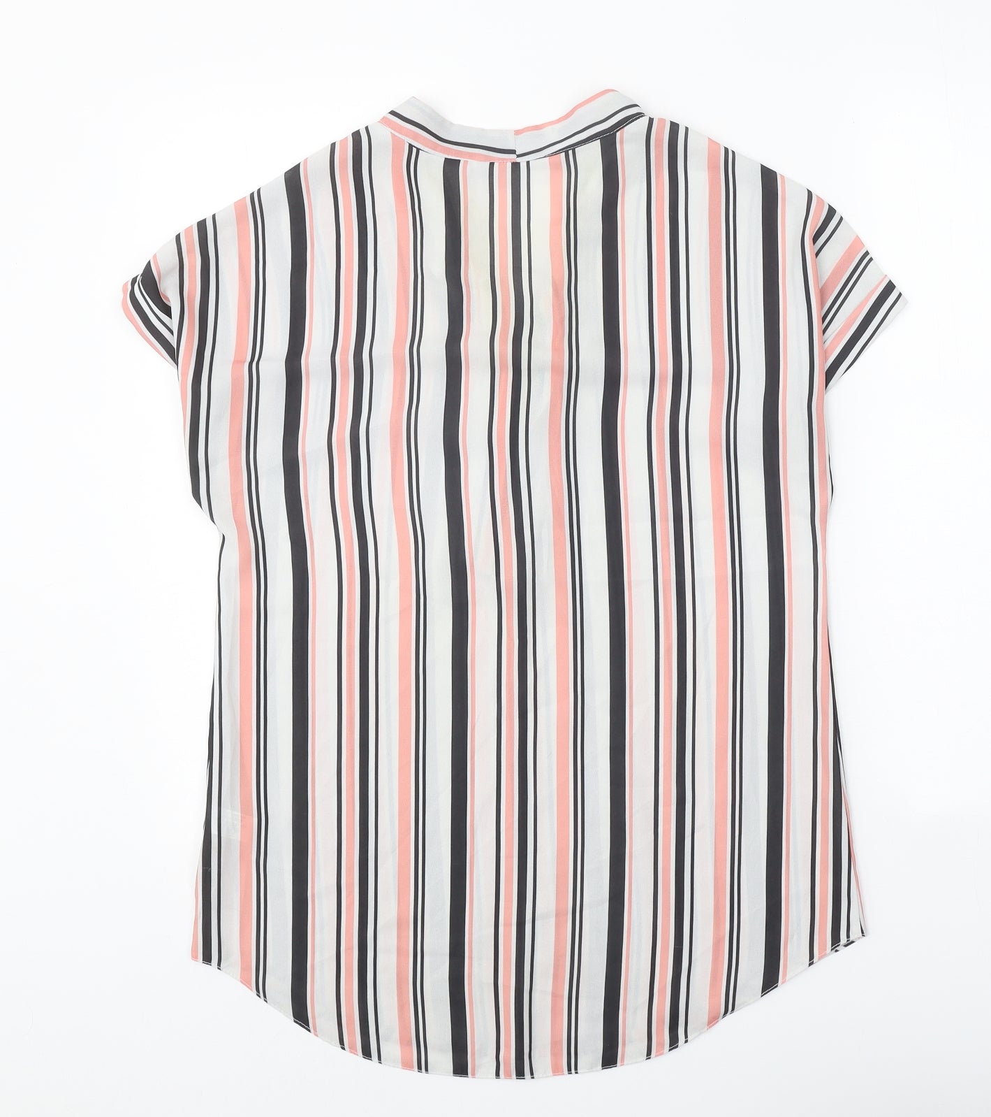 Select Womens White Striped Polyester Basic Blouse Size 10 V-Neck