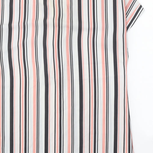 Select Womens White Striped Polyester Basic Blouse Size 10 V-Neck