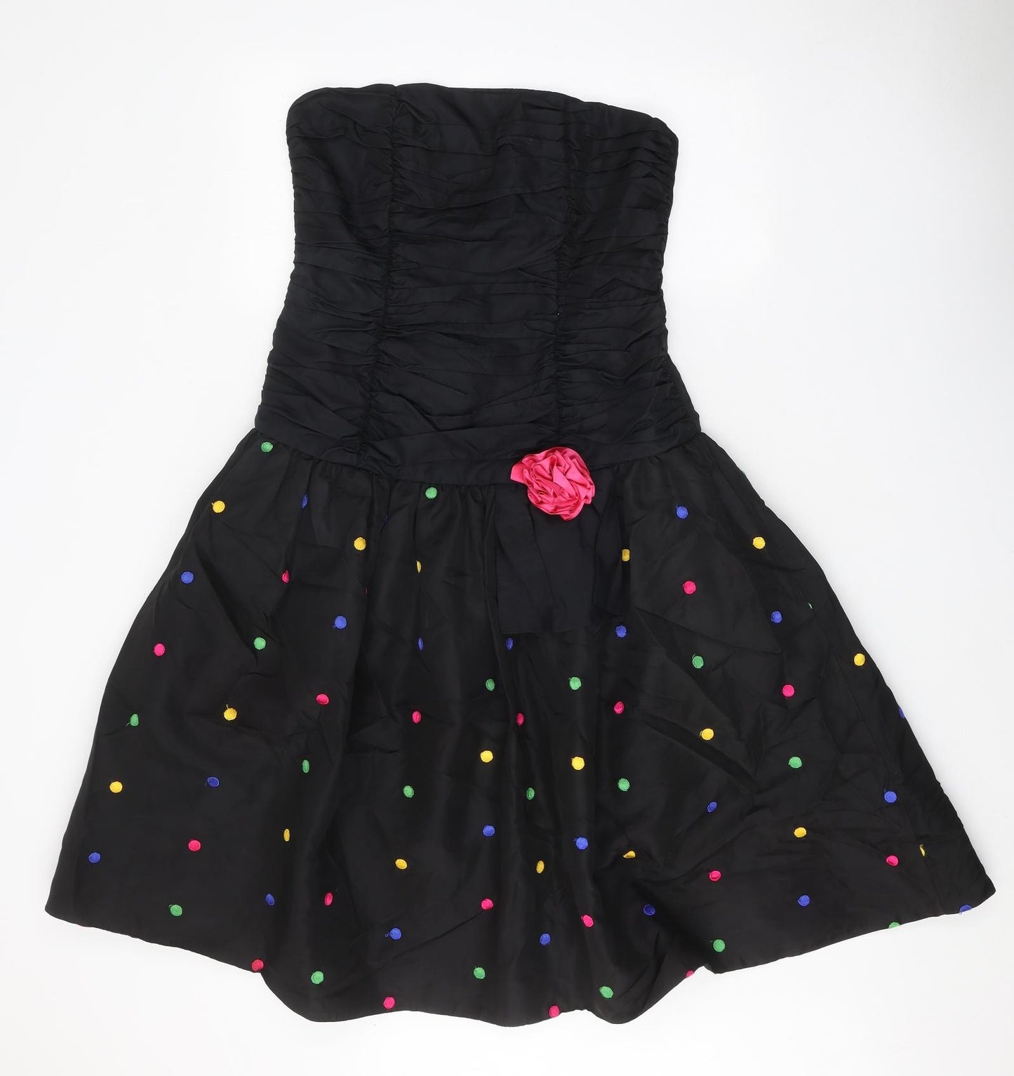 Katerina Womens Black Polka Dot Acetate Skater Dress One Size Off the Shoulder Zip