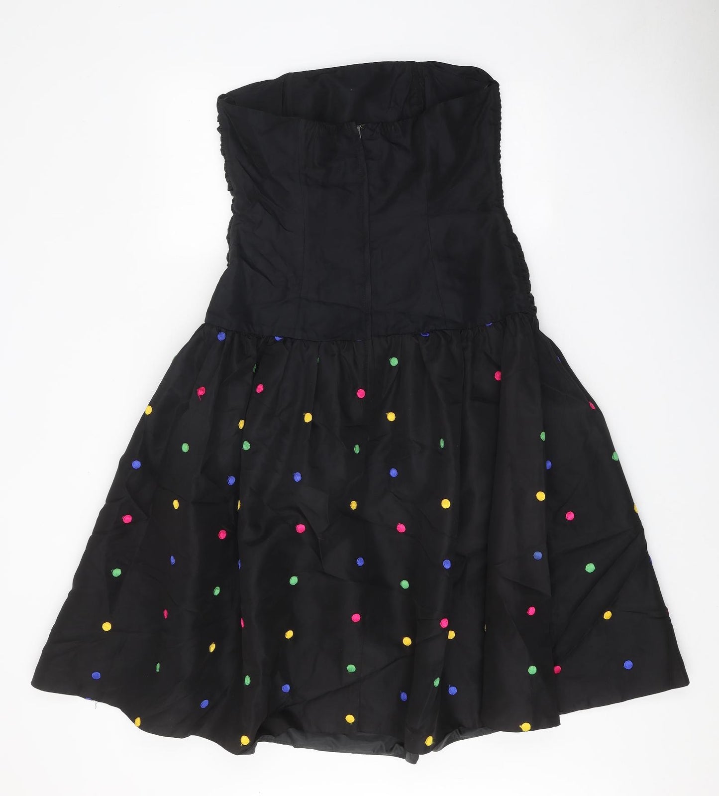 Katerina Womens Black Polka Dot Acetate Skater Dress One Size Off the Shoulder Zip