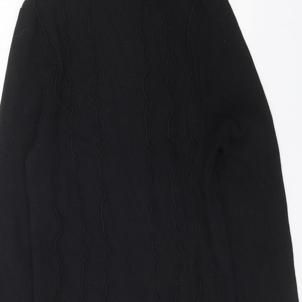 Zara Womens Black Cotton Bodycon Size L Mock Neck Pullover