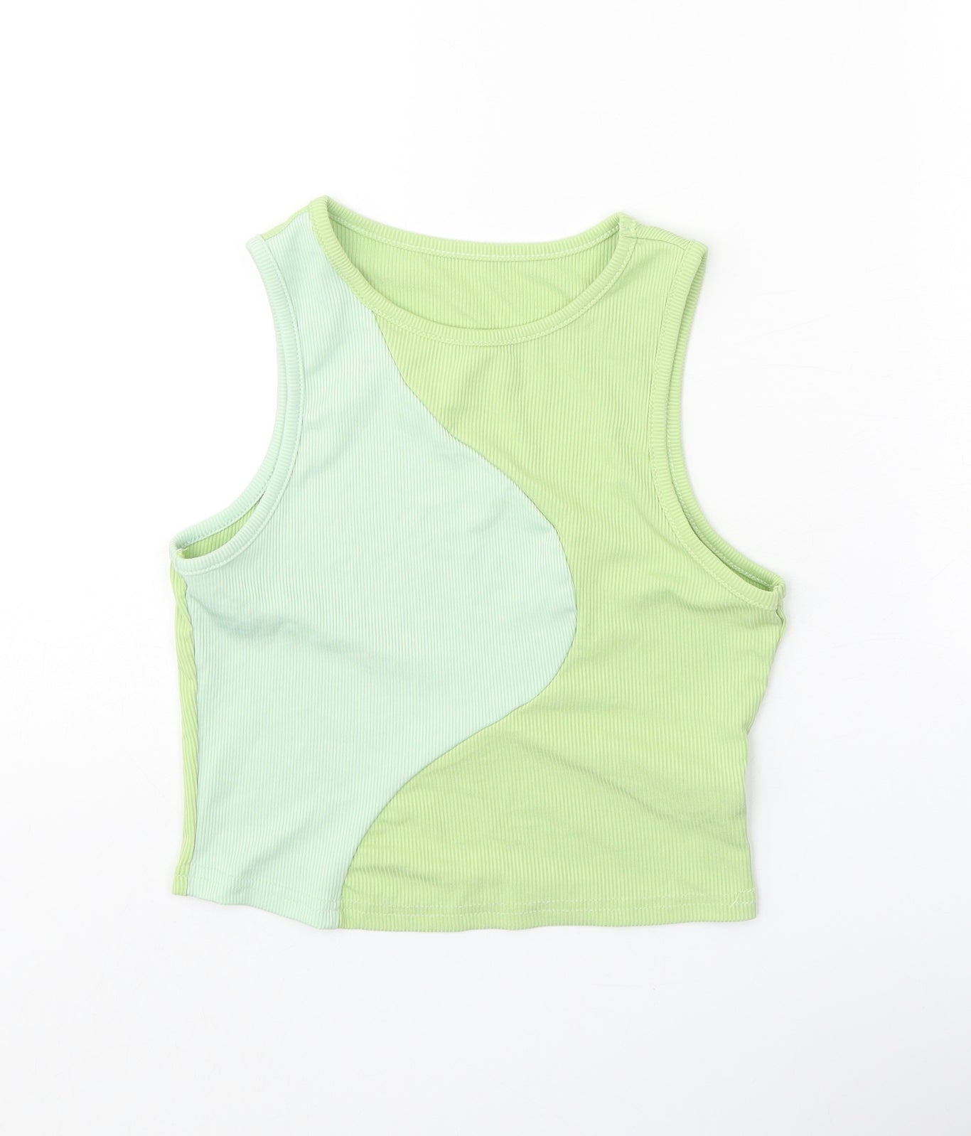 SheIn Womens Green Polyester Cropped Tank Size M Scoop Neck - Colourblock