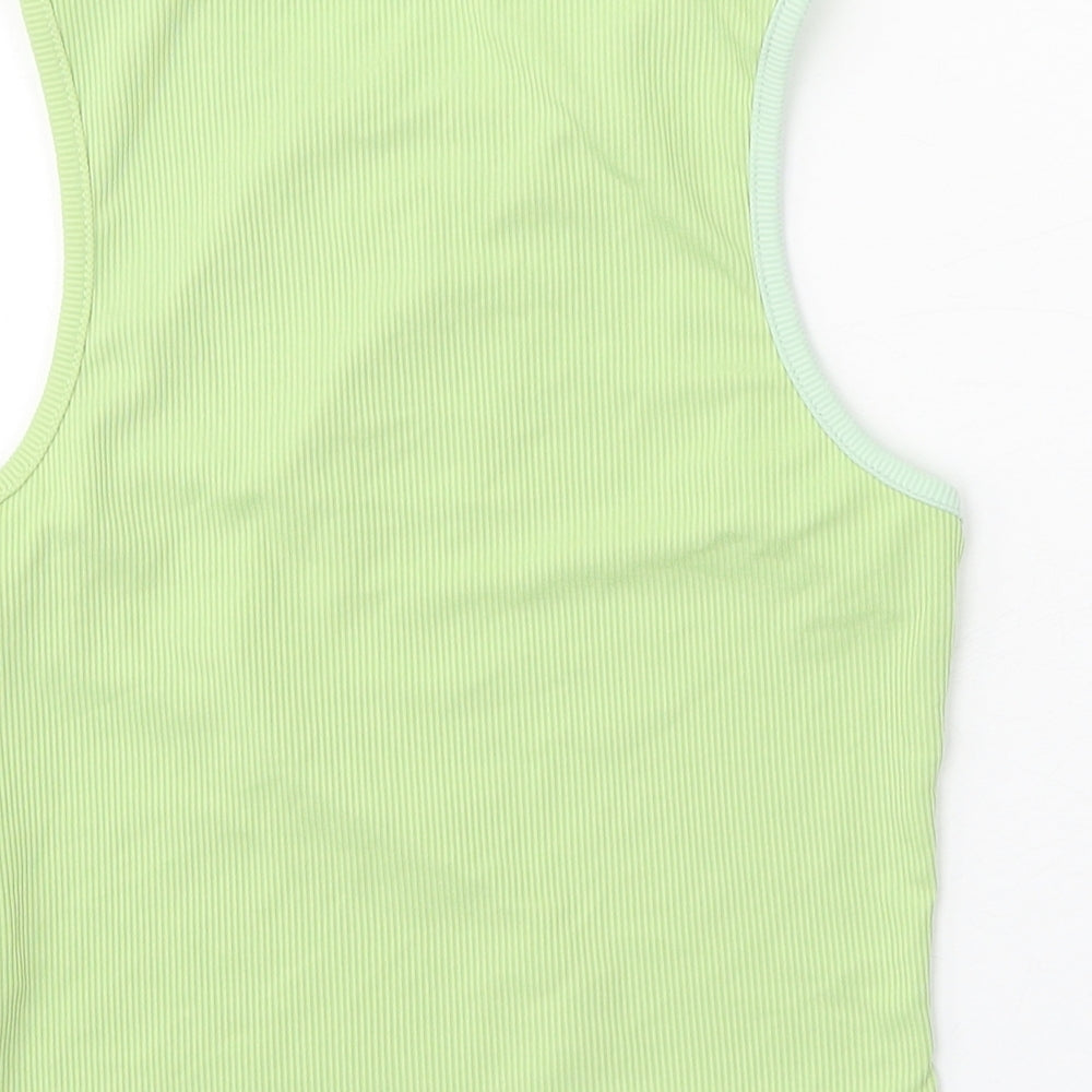 SheIn Womens Green Polyester Cropped Tank Size M Scoop Neck - Colourblock