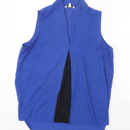 Papaya Womens Blue Polyester Basic Tank Size 12 V-Neck