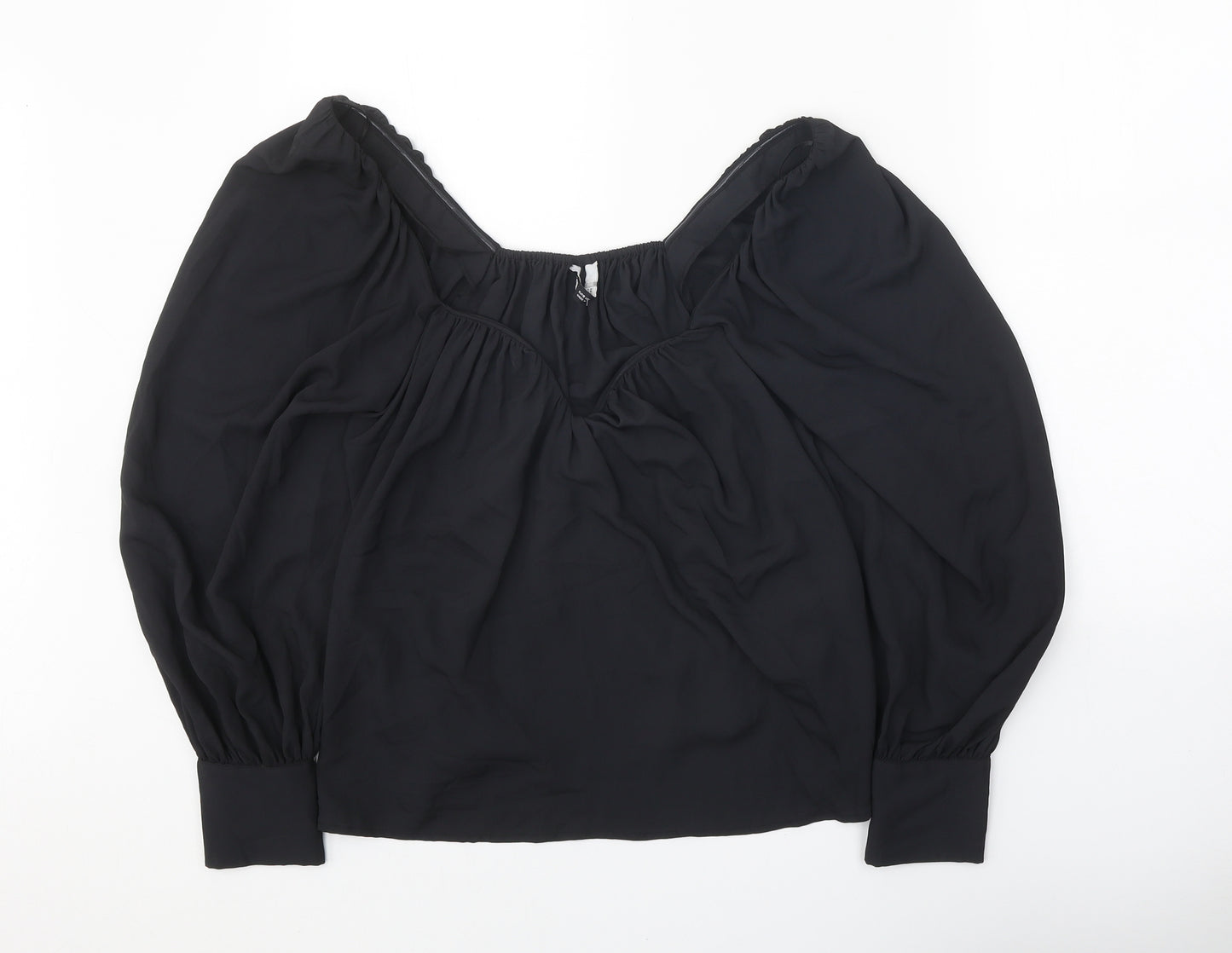 Zara Womens Black Polyester Basic Blouse Size S Sweetheart